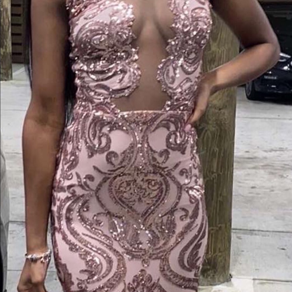 Custom made pink sequin dress